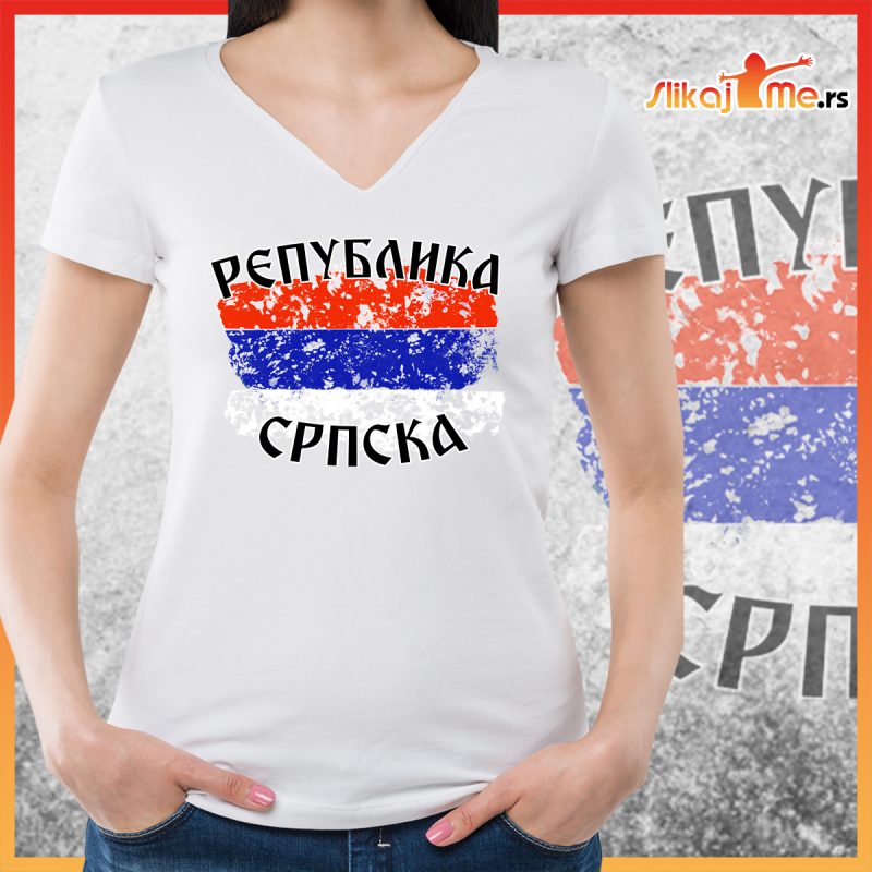 Ženksa Bela Patriotska Majica Zastava Republike Srpske