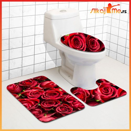 Ruže set prostirki za kupatilo